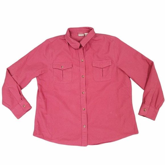 LL Bean Mens XL Vintage Red Chamois Cloth Flannel Button Front Long Sleeve Shirt - Picture 1 of 4